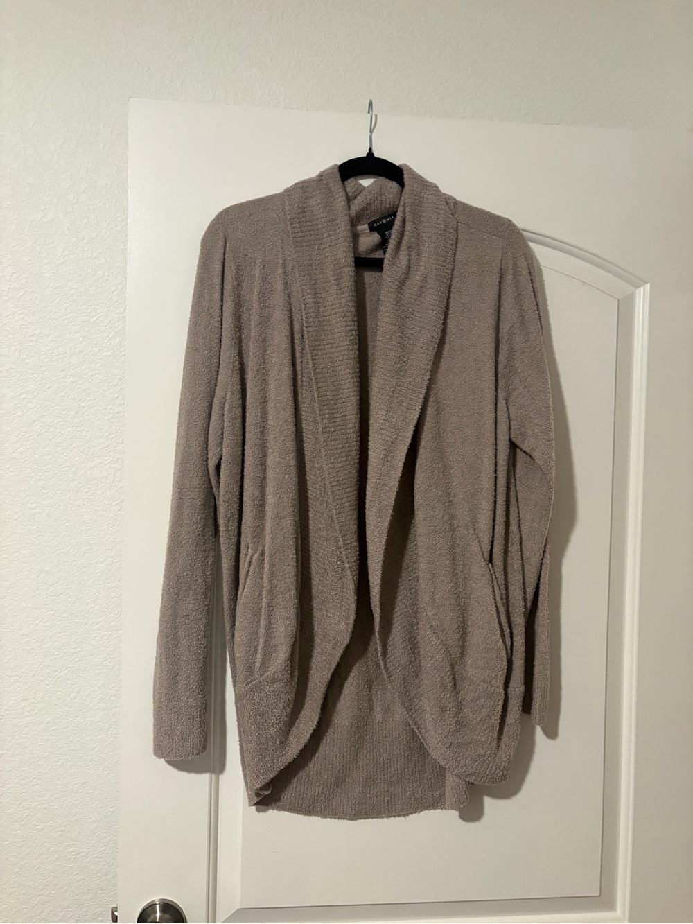 Open-Front Shawl Collar Cardigan Sweater - Taupe